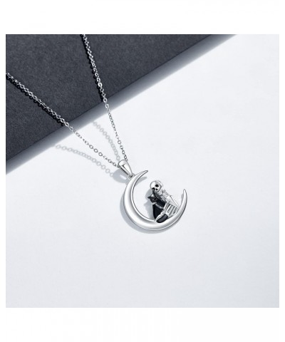 Witch Necklace Sterling Silver Witch/Skull Moon Pendant Halloween Jewelry Gifts for Women Skull $16.34 Necklaces