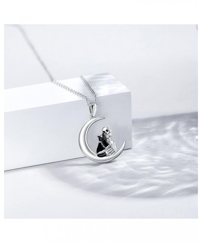 Witch Necklace Sterling Silver Witch/Skull Moon Pendant Halloween Jewelry Gifts for Women Skull $16.34 Necklaces