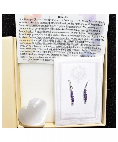 CHARGED Natural Gemstone Crystal Chip DESIGNER Earrings + Selenite Charging Heart [Included] Amethyst (Natural) 925 Sterling ...