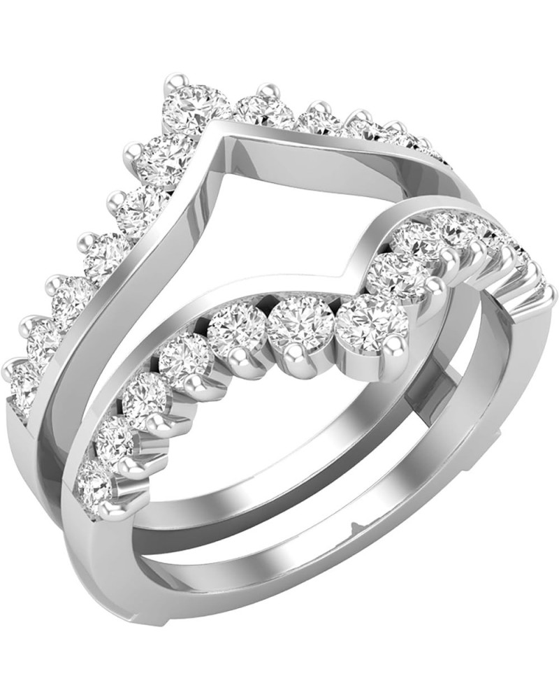 1.00 ctw Round Lab Grown Diamond Ladies Wedding Guard Double Ring Band in 10K Gold 5.5 White Gold $268.87 Rings