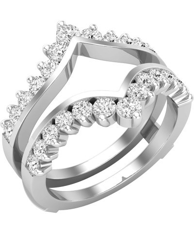 1.00 ctw Round Lab Grown Diamond Ladies Wedding Guard Double Ring Band in 10K Gold 5.5 White Gold $268.87 Rings