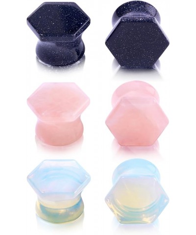 6pcs Mixed Stone Ear Plugs Tunnels Saddle Expander Body Piercing Set Gauge 2g-5/8 inch B, 1/2"(12mm) $9.50 Body Jewelry