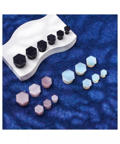 6pcs Mixed Stone Ear Plugs Tunnels Saddle Expander Body Piercing Set Gauge 2g-5/8 inch B, 1/2"(12mm) $9.50 Body Jewelry