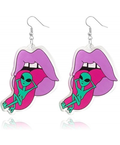 UFO Aliens Earrings Cartoon Cosmos Weird Earrings Fun Cute UFO Space Dangle Earrings Acrylic Alien Earrings for Women Girls F...