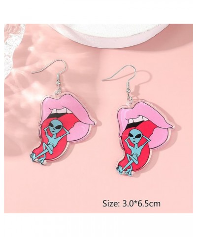 UFO Aliens Earrings Cartoon Cosmos Weird Earrings Fun Cute UFO Space Dangle Earrings Acrylic Alien Earrings for Women Girls F...