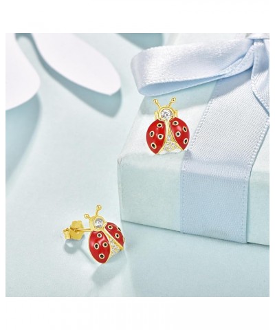 Ladybug Earrings 925 Sterling Silver Ladybug Stud Earrings Cute Hypoallergenic Earrings Small Ladybug Cubic Zirconia Earrings...