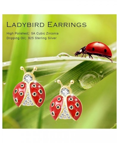 Ladybug Earrings 925 Sterling Silver Ladybug Stud Earrings Cute Hypoallergenic Earrings Small Ladybug Cubic Zirconia Earrings...