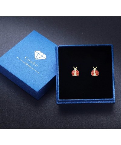 Ladybug Earrings 925 Sterling Silver Ladybug Stud Earrings Cute Hypoallergenic Earrings Small Ladybug Cubic Zirconia Earrings...