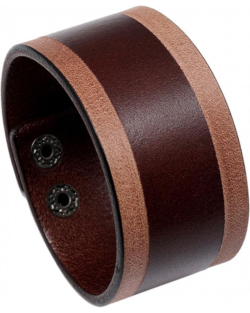 Punk Rock Adjustable Snap Wristband Print Pattern Wide Faux Leather Arm Band Cuff Bracelet Brown $6.62 Bracelets