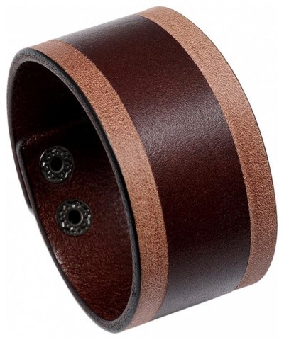 Punk Rock Adjustable Snap Wristband Print Pattern Wide Faux Leather Arm Band Cuff Bracelet Brown $6.62 Bracelets