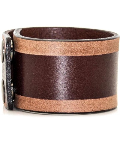 Punk Rock Adjustable Snap Wristband Print Pattern Wide Faux Leather Arm Band Cuff Bracelet Brown $6.62 Bracelets