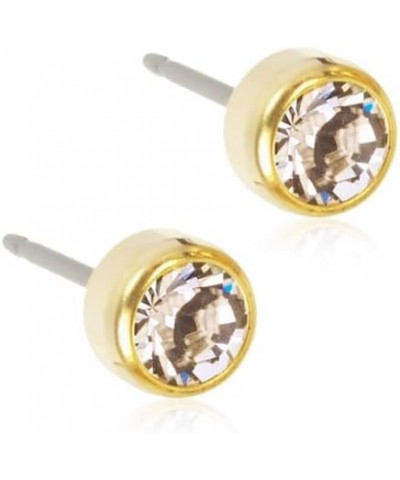 | Hypoallergenic | Golden Titanium Bezel Crystal Stud Earrings | Best Choice For Sensitive Ears 5mm Clear $24.23 Others