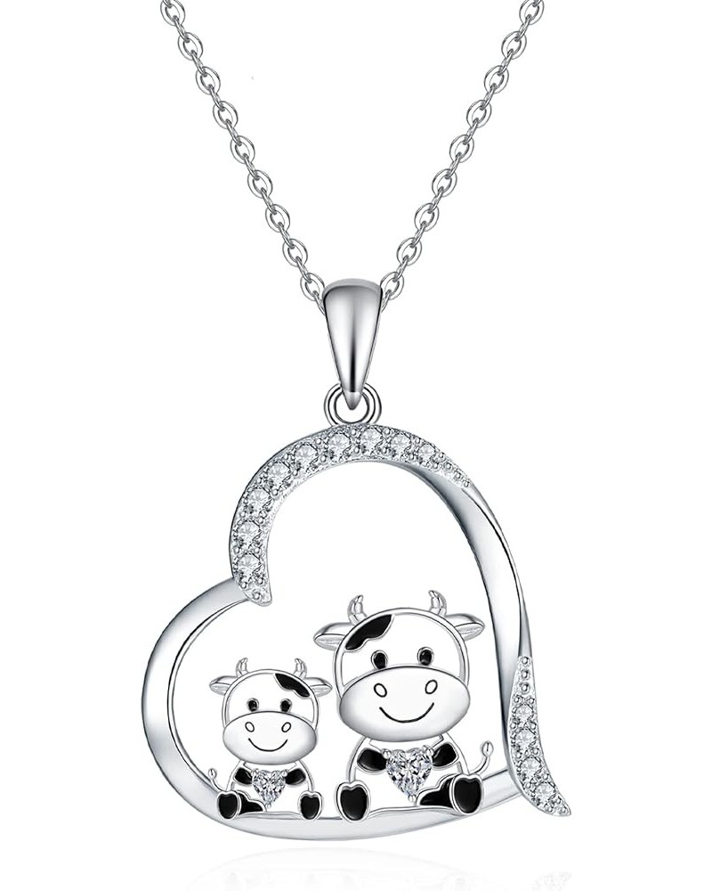 Cute Animal Necklace 925 Sterling Silver Pendant Necklace Jewelry Gifts for Women Sister Daughter 2. Cows $15.05 Necklaces