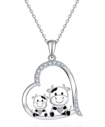 Cute Animal Necklace 925 Sterling Silver Pendant Necklace Jewelry Gifts for Women Sister Daughter 2. Cows $15.05 Necklaces