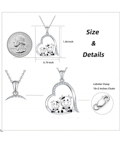 Cute Animal Necklace 925 Sterling Silver Pendant Necklace Jewelry Gifts for Women Sister Daughter 2. Cows $15.05 Necklaces