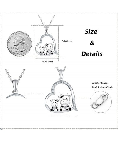 Cute Animal Necklace 925 Sterling Silver Pendant Necklace Jewelry Gifts for Women Sister Daughter 2. Cows $15.05 Necklaces