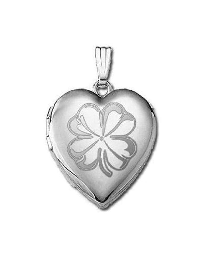 Sterling Silver Sweetheart 4 Leaf Clover Heart Locket 3/4 Inch X 3/4 Inch Locket + Engraving $29.98 Necklaces