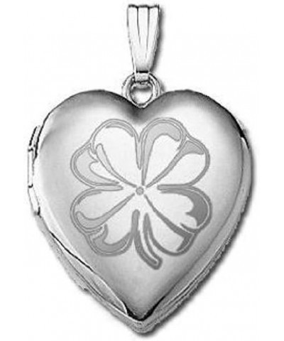 Sterling Silver Sweetheart 4 Leaf Clover Heart Locket 3/4 Inch X 3/4 Inch Locket + Engraving $29.98 Necklaces