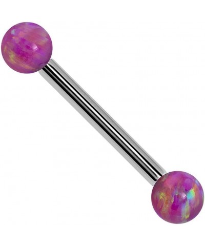 Purple Synthetic Opal 14k Gold Straight Barbell 14k White Gold | 14G | 1/4" (6mm) $76.80 Body Jewelry