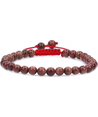 Gem Semi Precious Gemstones 6mm Round Beads Stone Crystal Adjustable Braided Bracelets Unisex Synthetic Golden Sandstone $7.7...