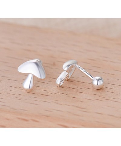 20g Mushroom Mini Huggie Stud Earrings for Women Little Girls Dainty Minimalist Cute 925 Sterling Silver Tiny Cartilage Tragu...