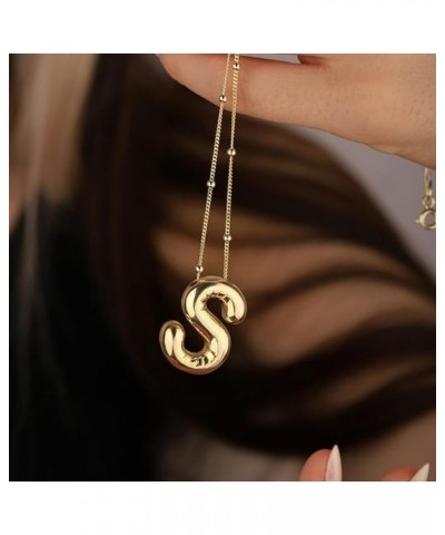 Bubble Letter Necklace 14K Gold Plated Balloon Initial Necklaces for Women Girls Dainty Alphabet Pendant Puffy Name Jewelry G...