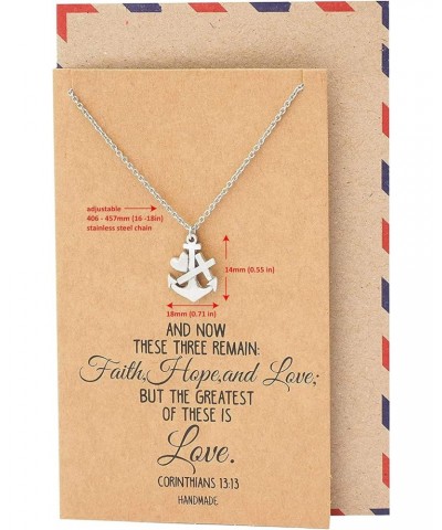 Faith Hope and Love Necklace with Heart Anchor Cross Crucifix Pendant, Nautical Pirate Inspired Charm, Religious Jewelry, Gif...