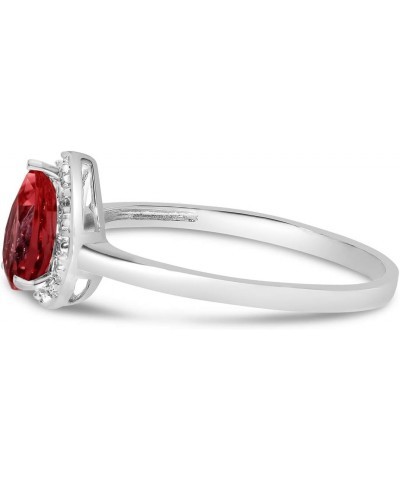 10k White Gold Pear Garnet And Diamond Ring $84.00 Rings