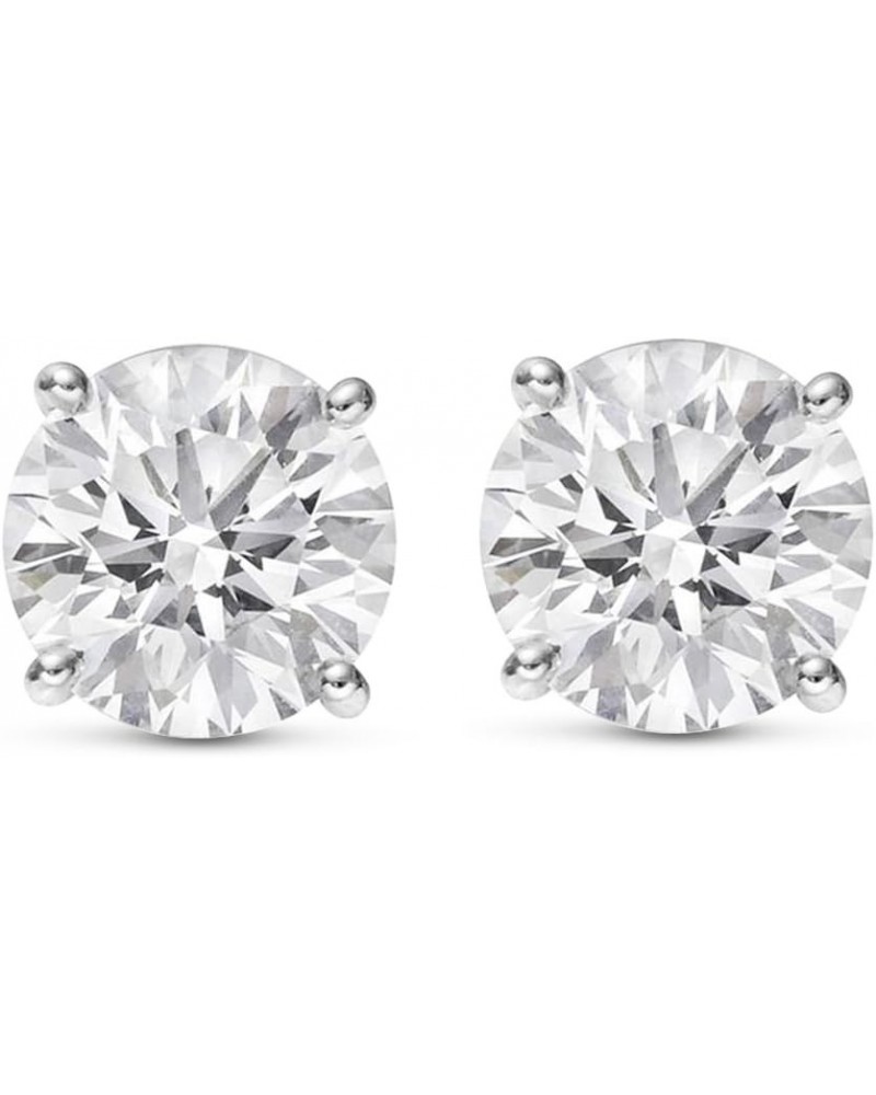 Natural Round Brilliant Solitaire Diamond Stud Earrings for Women 4 Prong Push Back (G-H Color SI2-I1 Clarity) Platinum 1.02 ...