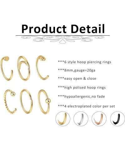 20G Nose Rings Set 30-40Pcs Bone Screw L Shaped Nose Studs Hypoallergenic Tragus Cartilage Nose Ring Hoop Stainless Steel Nos...