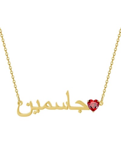 Personalized Arabic Name Necklace with Birthstone Customized Arabic Pendant Necklace 925 Sterling Silver 10K 14K 18K Gold Ara...