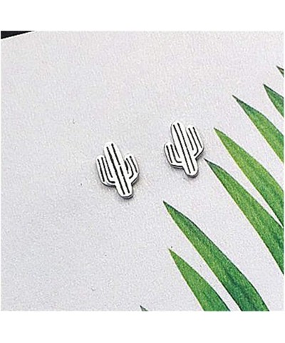 Silver Cactus Studs Earrings - Small Earrings Hypoallergenic - Plant Cactus Stud Earrings for Women Girls Jewelry Cactus Silv...