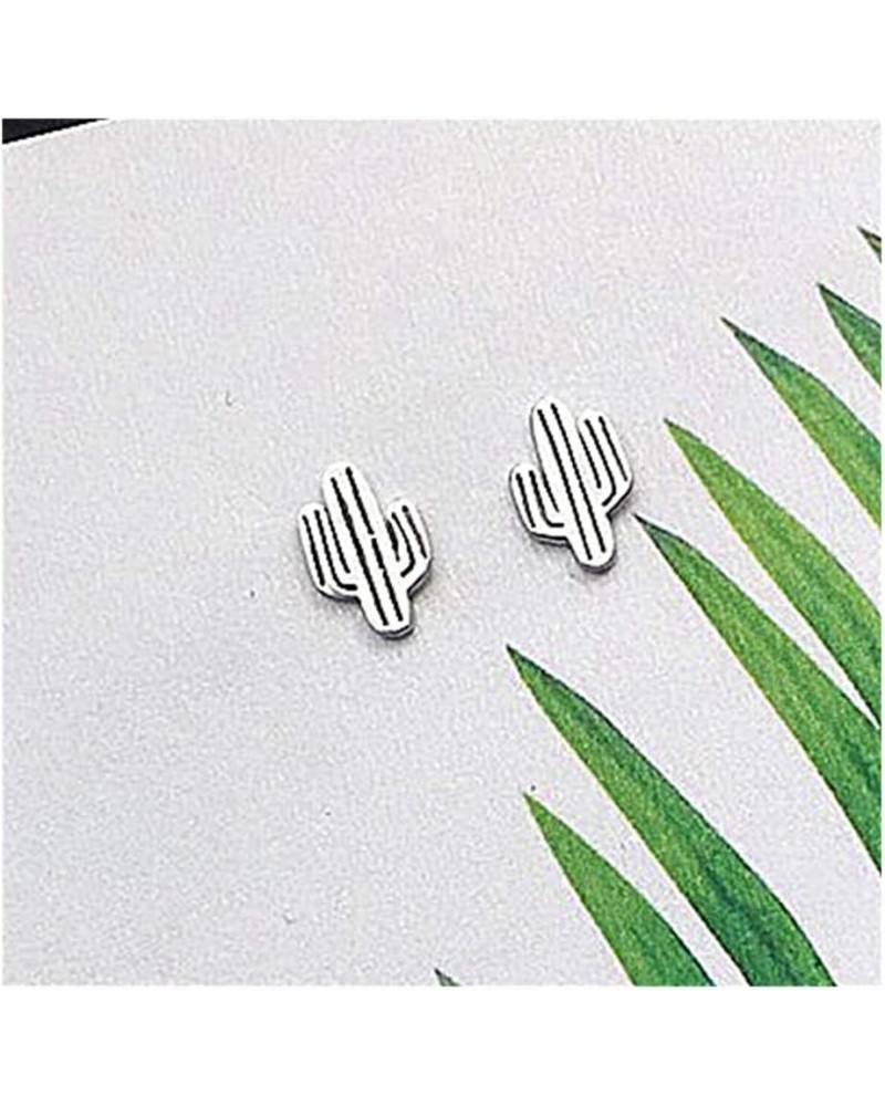 Silver Cactus Studs Earrings - Small Earrings Hypoallergenic - Plant Cactus Stud Earrings for Women Girls Jewelry Cactus Silv...