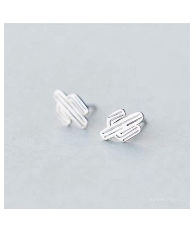 Silver Cactus Studs Earrings - Small Earrings Hypoallergenic - Plant Cactus Stud Earrings for Women Girls Jewelry Cactus Silv...