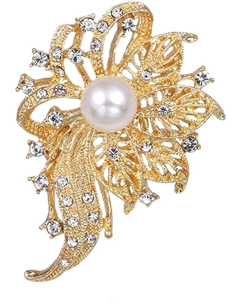 Women's Crystal Pearl Flower Brooches Elegant Enamel Rhinestone Floral Statement Brooch Pins Fashion Jewelry Accessories for ...