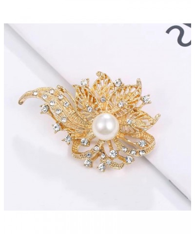 Women's Crystal Pearl Flower Brooches Elegant Enamel Rhinestone Floral Statement Brooch Pins Fashion Jewelry Accessories for ...