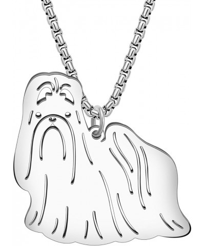 Stainless Steel Cute Dog Breeds Necklace Puppy Pendant Novelty Pets Jewelry Charms Gifts for Women Girls Silver Shih Tzu Neck...