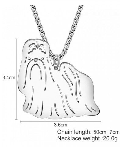 Stainless Steel Cute Dog Breeds Necklace Puppy Pendant Novelty Pets Jewelry Charms Gifts for Women Girls Silver Shih Tzu Neck...