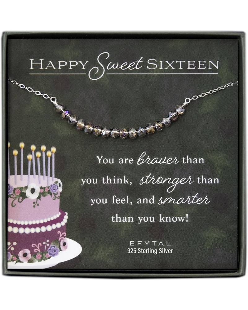 Sixteen Birthday Gifts, 925 Sterling Silver Beaded Bar Necklace, Sweet 16 Gifts, 16 Beads for 16 Year Old, Daughter Birthday ...