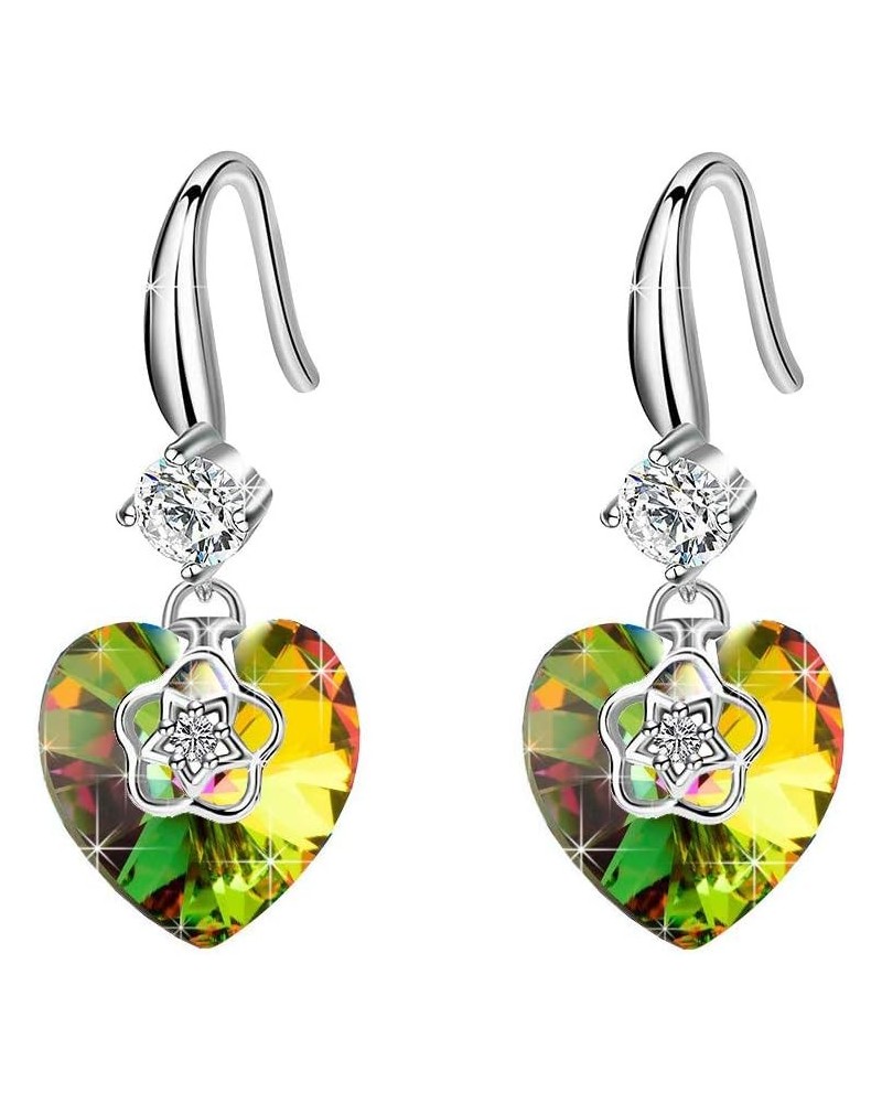 Austrian Crystal Hollow Heart Drop Dangle Earrings for Women Fashion 14K Gold Plated Hypoallergenic Jewelry Rainbow $10.12 Ea...