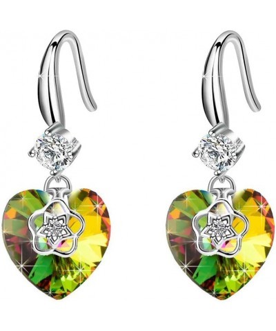 Austrian Crystal Hollow Heart Drop Dangle Earrings for Women Fashion 14K Gold Plated Hypoallergenic Jewelry Rainbow $10.12 Ea...