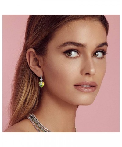 Austrian Crystal Hollow Heart Drop Dangle Earrings for Women Fashion 14K Gold Plated Hypoallergenic Jewelry Rainbow $10.12 Ea...