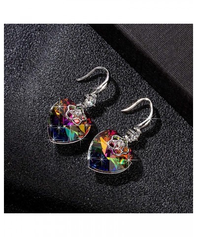 Austrian Crystal Hollow Heart Drop Dangle Earrings for Women Fashion 14K Gold Plated Hypoallergenic Jewelry Rainbow $10.12 Ea...