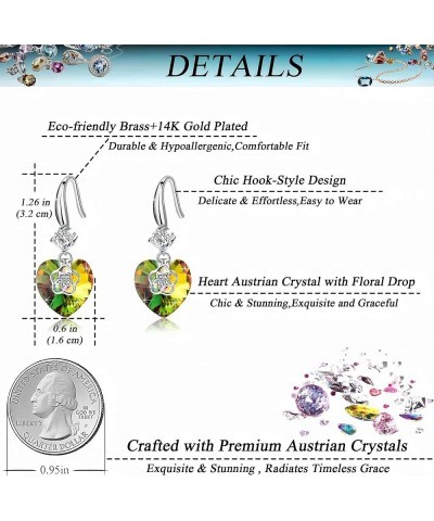 Austrian Crystal Hollow Heart Drop Dangle Earrings for Women Fashion 14K Gold Plated Hypoallergenic Jewelry Rainbow $10.12 Ea...