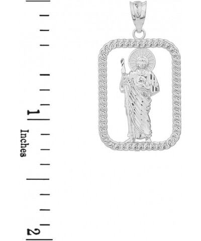 Skeleton Jewelry Sterling Silver Santa Muerte (Grim Reaper) Rope-Style Rectangular Frame Necklace 16.0 Inches $17.99 Necklaces