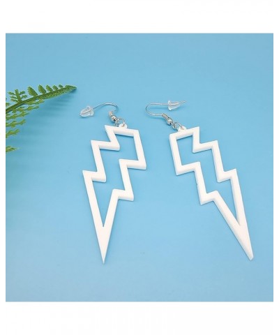 80s Neon Earrings Halloween Lightning Earrings Retro Acrylic Drop Dangle for Women 80's Party white $8.69 Earrings