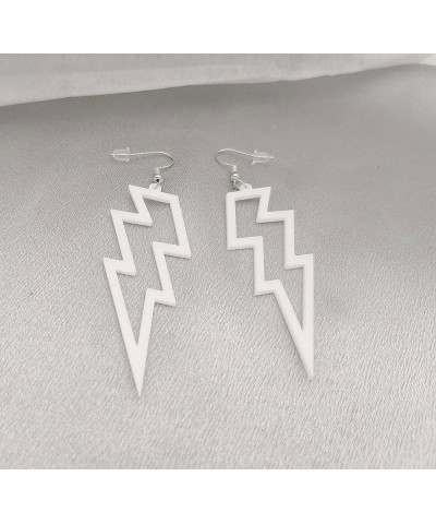 80s Neon Earrings Halloween Lightning Earrings Retro Acrylic Drop Dangle for Women 80's Party white $8.69 Earrings