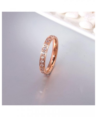 Stainless Steel Cubic Zirconia Band Rings for Women Girls 9 PInk $8.63 Rings