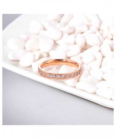 Stainless Steel Cubic Zirconia Band Rings for Women Girls 9 PInk $8.63 Rings