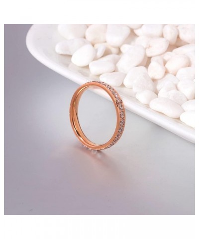 Stainless Steel Cubic Zirconia Band Rings for Women Girls 9 PInk $8.63 Rings